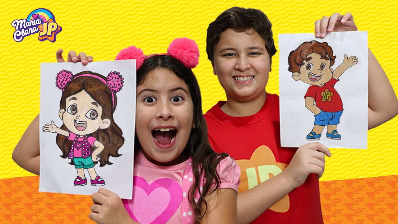 Colorindo os novos desenhos da Maria Clara e JP.