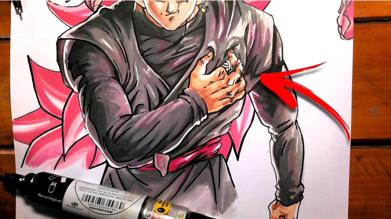 Como desenhar o Goku Black Super Saiyan 3 Rose.