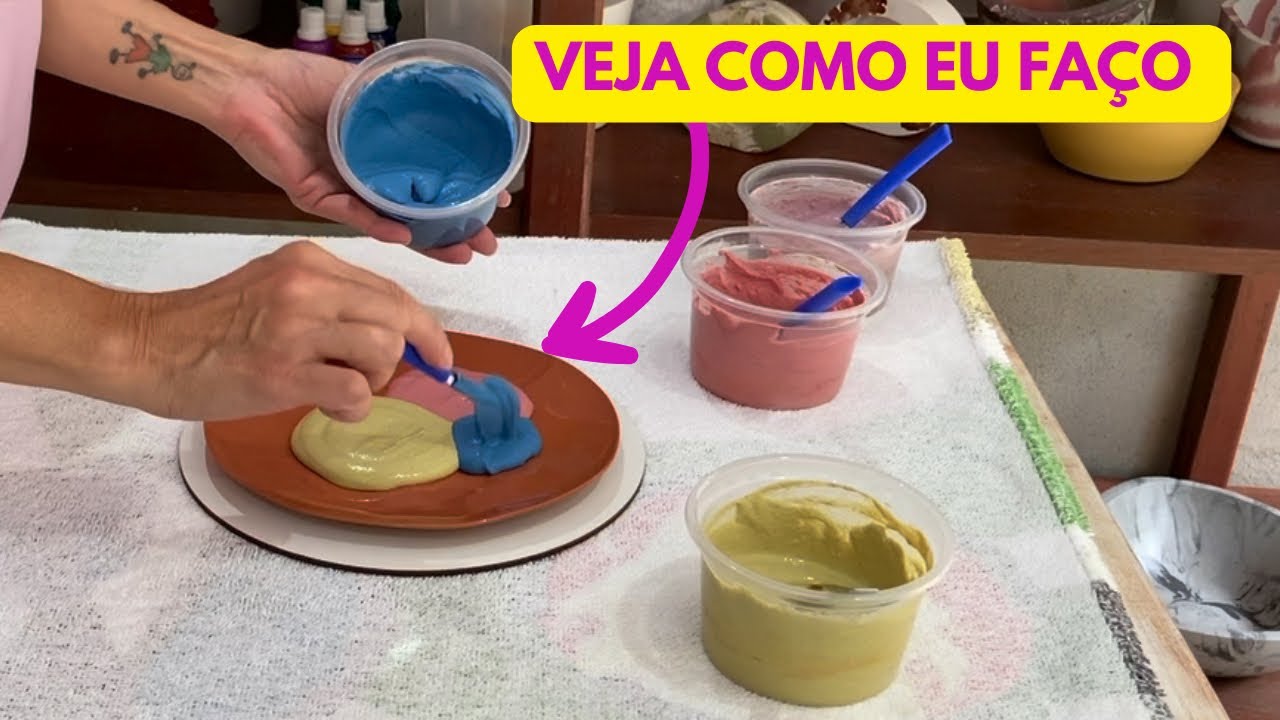 É fácil colorir a ARGAMASSA AC3 | Peças de cimento para DECORAÇÃO.