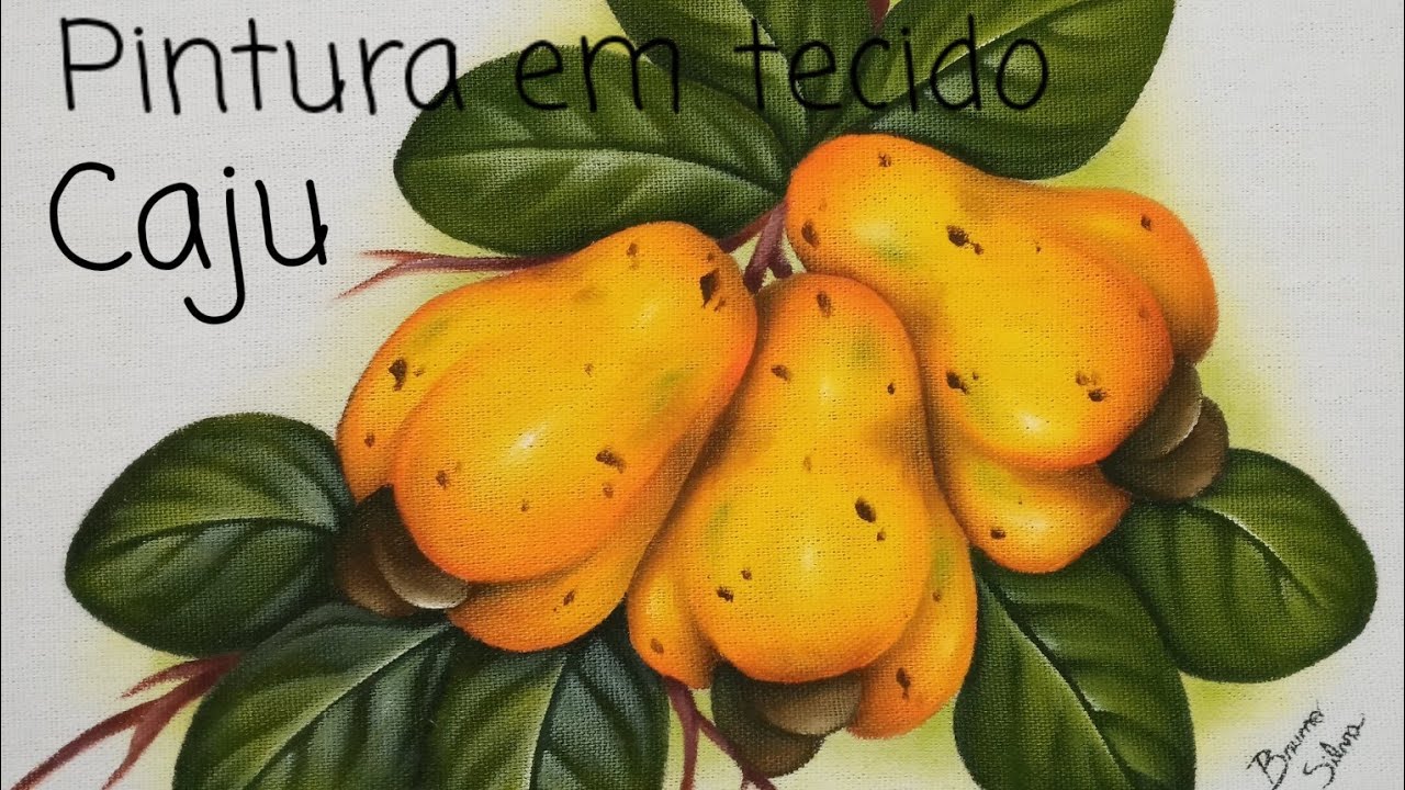 Pintura em tecido de caju - Aprenda a pintar um caju - Parte 1